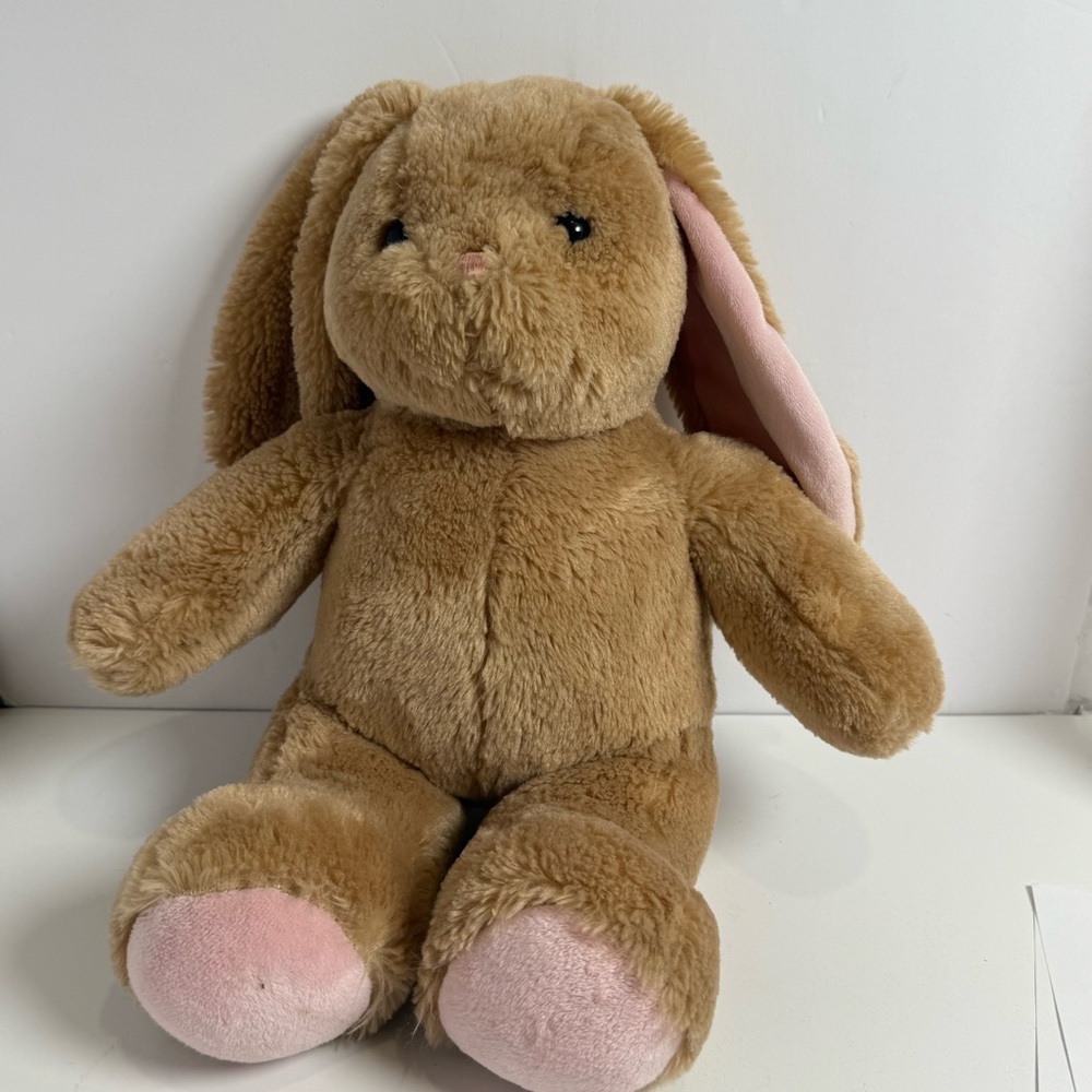 Build A Bear Workshop Bunny, Stuffed Animal Pawlette Tan and Pink Plush EUC BAB